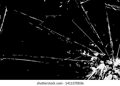 Cracks in the glass on a black background. Abstraction, vector