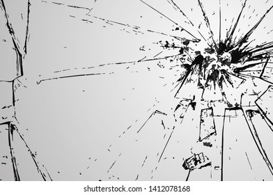 Cracks in the glass on a black background. Abstraction, vector