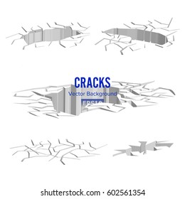 Cracks In The Ground Vector. 3D Illustration Isolated