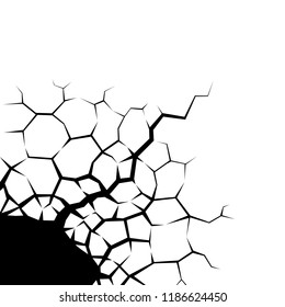 Cracks hole in the wall. Concrete or damage on white background. Texture design in grunge with stone polygon style. 