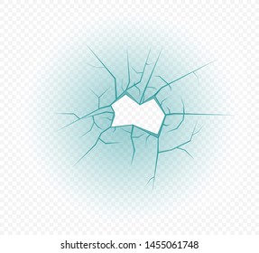 Cracks isolated. Broken glass, vector illustration