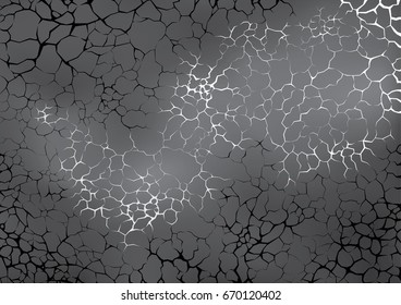 Cracks and lighting or networks of roots on dark background. Abstract texture design.
