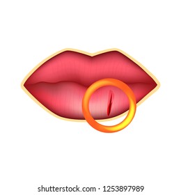 Cracks in the lips. Dry chapped lips. Infographics. Vector illustration on isolated background.