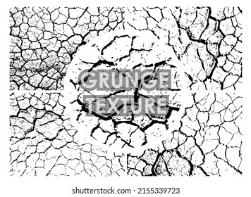 Grietas en el suelo durante la sequía. Conjunto de texturas gruesas con un número diferente de puntos sobre fondo blanco. Textura del viejo fondo del afiche. Vector