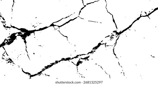 Cracks on transparent background. Cracks texture for design. Cracked concrete wall covered with gray cement texture as background, Vector grunge cracked texture style with cracked texture