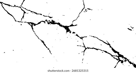 Cracks on transparent background. Cracks texture for design. Cracked concrete wall covered with gray cement texture as background, Vector grunge cracked texture style with cracked texture