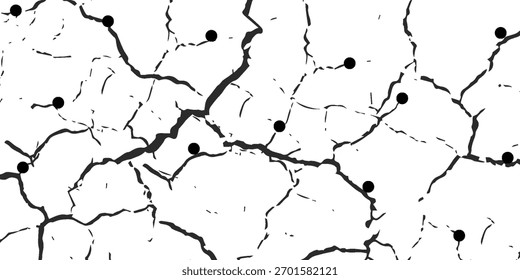 cracks on transparent background. cracks texture for design. cracked concrete wall covered with gray cement texture as background, vector grunge cracked texture style with cracked texture