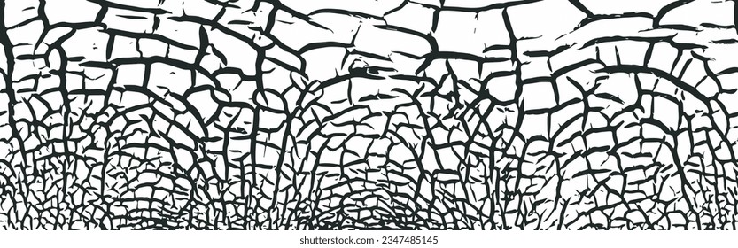 Grita textura de pintura, estructura de Craquelure. Fragmentos cerámicos de un patrón de tejas rotas.  Textura de hueso, consistente en grietas finas en la superficie de tierra de arcilla seca. Fondo del vector
