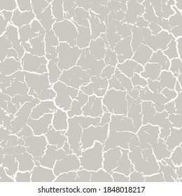 Cracks seamless pattern. Subtle background. Crack marble texture. Abstract grunge urban effect. Soft gray cracked texture. Modern stylish crackle design for prints. Distressed grey cracking. Vector 