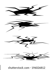 Cracks silhouettes. Vector set.