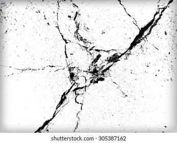 Cracks Splatter Paint Texture . Distress rough background . Scratch, Grain, Noise rectangle stamp . Black Spray Blot of Ink.Place illustration Over any Object to Create grunge Effect .abstract vector.