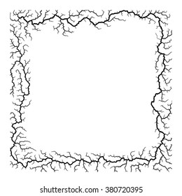 Cracks square frame for design project on black   - vector illustration 