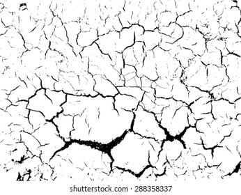The cracks texture, black and white scratched texture, vector illustrator background. Cracked ground, cracked wall