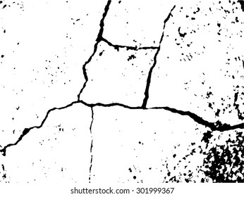 The cracks texture, black and white scratched texture. Abstract vector illustrator background. Cracked ground, cracked wall