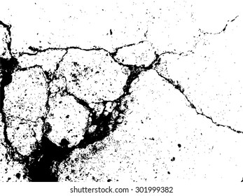 The cracks texture, black and white scratched texture. Abstract vector illustrator background. Cracked ground, cracked wall