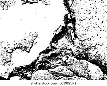 The cracks texture, black and white scratched texture. Abstract vector illustrator background. Cracked ground, cracked wall