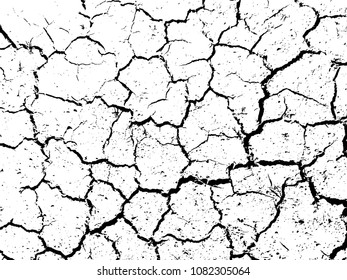 The cracks texture of dry earth. Grunge abstract background. Distressed vector overlay.