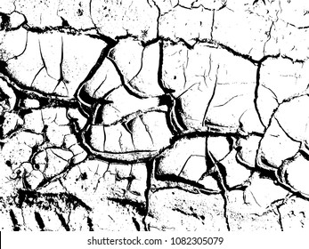 The cracks texture of dry earth. Grunge abstract background. Distressed vector overlay.