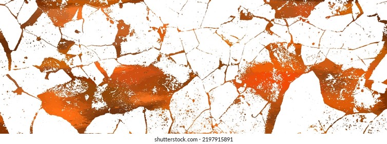 The cracks texture Orange color. Vector background.