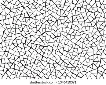 The cracks texture white and black. Vector background.Cracked earth. Structure of cracking. Cracks in dry surface soil texture. shards