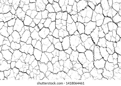 The cracks texture white and black. Vector background.Cracked earth. Structure of cracking. Cracks in dry surface soil texture. shards