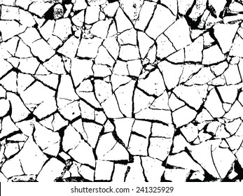 The cracks texture white and black. Vector background.