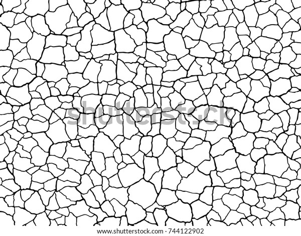 Cracks Texture White Black Vector Backgroundcontours Stock Vector ...