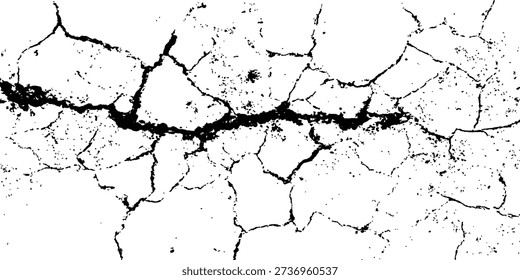 Cracks transparent background. Very cracked wall shabby surface for making brush white background. Abstract distructed painted wall white background.	