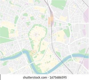 Cracow map Krakow mapa vector city center