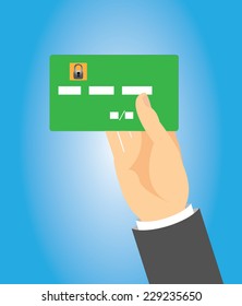 Cradit card with protection against fraud held in hend