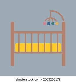 color de la cama de bebé de cuna en vector