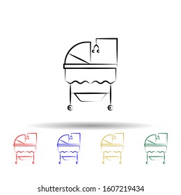 Cradle of baby Lullaby toy multi color style icon. Simple thin line, outline vector of maternity icons for ui and ux, website or mobile application