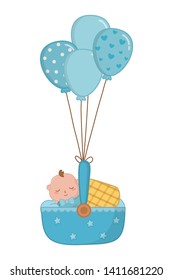 cradle with baby sleeping vector illustration