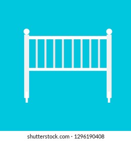 Cradle baby white flat symbol art. Little silhouette equipment kid vector icon. Bed child cot  illustration