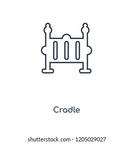 Cradle concept line icon. Linear Cradle concept outline symbol design. This simple element illustration can be used for web and mobile UI/UX.