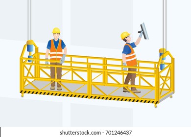 Cradle. Gondola. Suspended Platform. Mobile Lifitng Platform . Vector illustration.