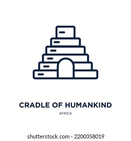 cradle of humankind icon from africa collection. Thin linear cradle of humankind, africa, humankind outline icon isolated on white background. Line vector cradle of humankind sign, symbol for web and