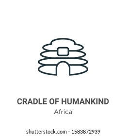 Cradle of humankind outline vector icon. Thin line black cradle of humankind icon, flat vector simple element illustration from editable africa concept isolated on white background