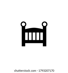 Cradle icon in black flat glyph, filled style isolated on white background