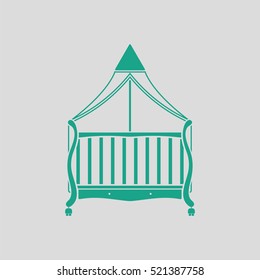 Cradle icon. Gray background with green. Vector illustration.