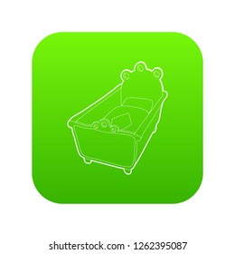 Cradle icon green vector isolated on white background