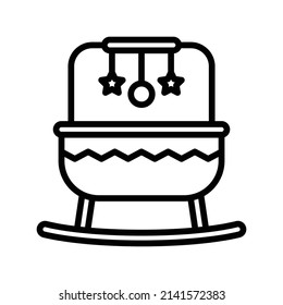 Cradle Icon. Line Art Style Design Isolated On White Background
