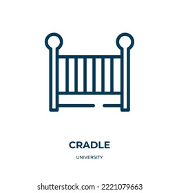 Cradle icon. Linear vector illustration from university collection. Outline cradle icon vector. Thin line symbol for use on web and mobile apps, logo, print media.