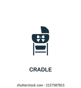Wiege-Symbol. Einfarbiges, einfaches Innenmobiliar-Symbol für Vorlagen, Webdesign und Infografiken