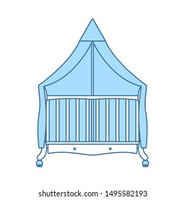 Cradle Icon. Thin Line With Blue Fill Design. Vector Illustration.