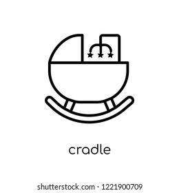cradle icon. Trendy modern flat linear vector cradle icon on white background from thin line Furniture and household collection, outline vector illustration