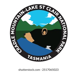 Cradle Mountain-Lake St Clair NATIONAL PARK Tasmânia Logo do vetor do demônio