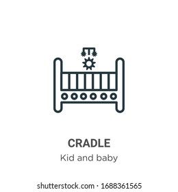 Cradle outline vector icon. Thin line black cradle icon, flat vector simple element illustration from editable kid and baby concept isolated stroke on white background