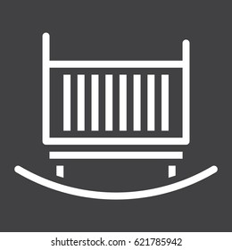 Cradle solid icon, Furniture and interior element, vector graphics, a filled pattern on a black background, eps 10.