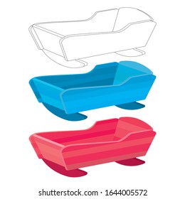 The Cradle Vector Illustration. Colored And Black And White Cradle Isolated On White Background